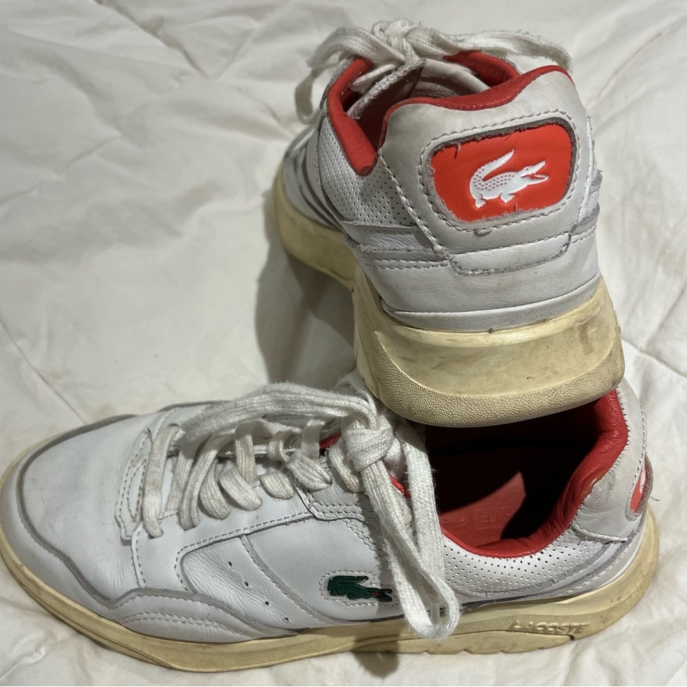 Lacoste White Tennis Sneakers with Pink Details